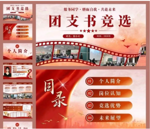 260916团支书竞选【PPT模板】2026大学生团支书竞选PPT模板大一新生17页红色质感可编辑+演讲稿