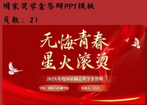 260919动态奖学金【PPT模板】动态国家奖学金答辩PPT模板分享21页  可编辑修改  篇幅有限，展示部分内容